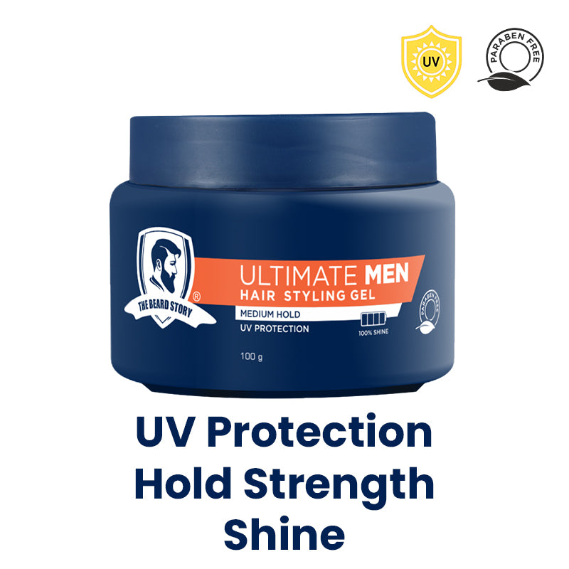 Hair Styling Gel for Men | Medium Hold | UV Protection | Long Lasting Shine | Non Sticky | 100g
