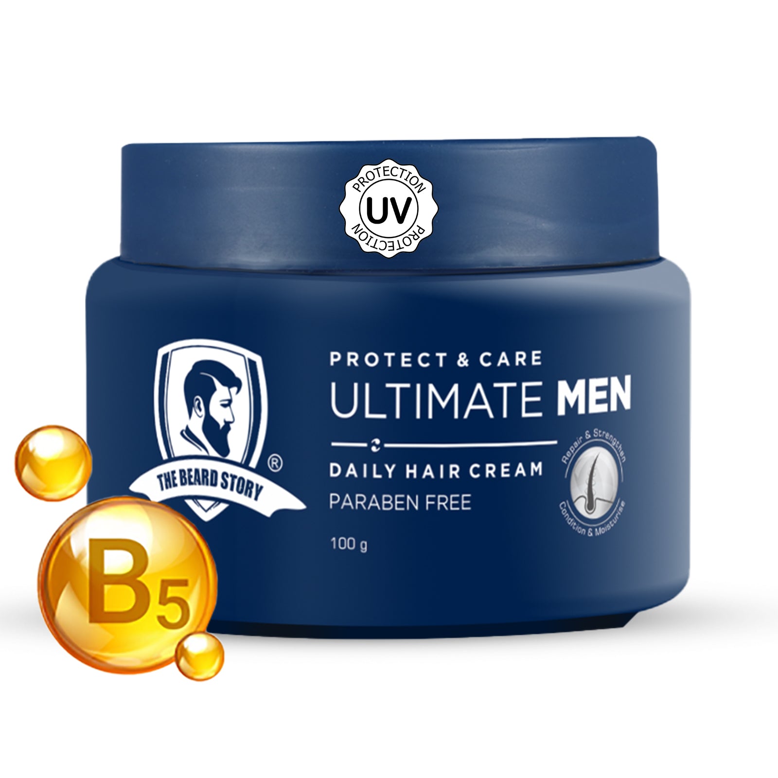 Hair Protect Cream | For Men | For Dry & Rough Hair | UV protection | Vitamin E & Argan Oil | 100gm