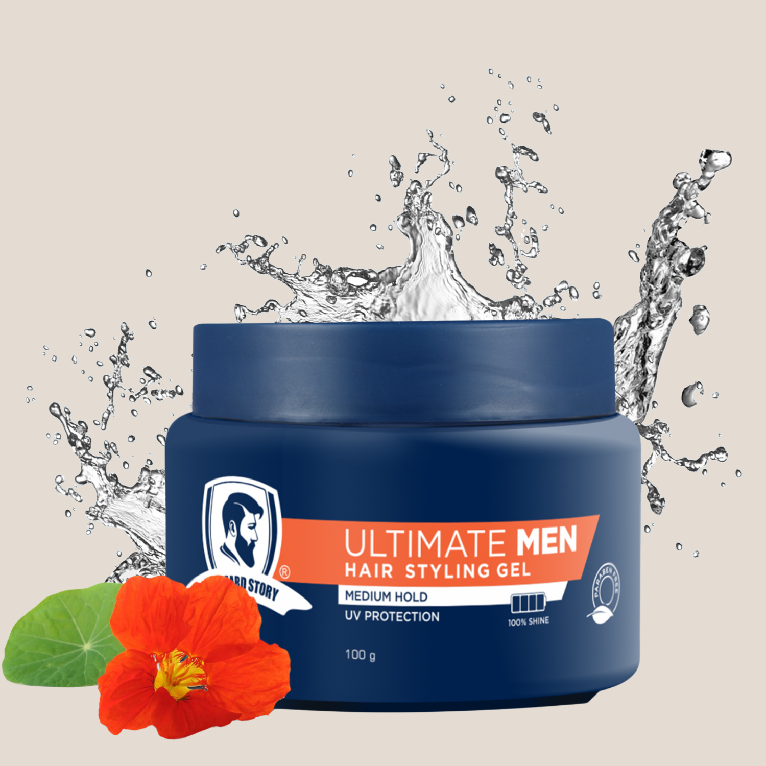 Hair Styling Gel for Men Medium Hold UV Protection Long Lasting Shine Non Sticky 100g