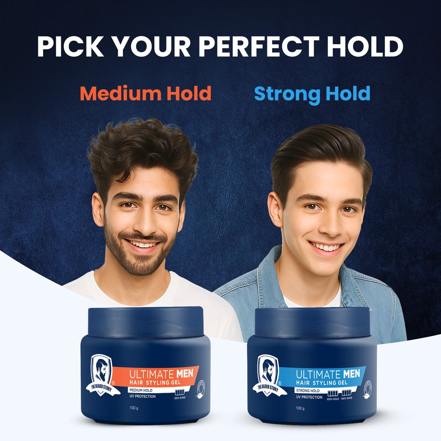 Hair Styling Gel for Men | Medium Hold | UV Protection | Long Lasting Shine | Non Sticky |  100g