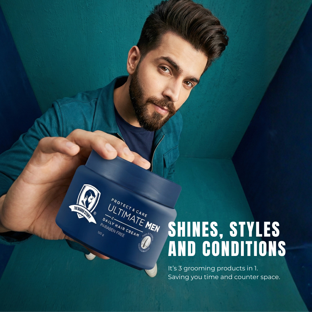Hair Protect Cream | For Men | For Dry & Rough Hair | UV protection | Vitamin E & Argan Oil | 100gm