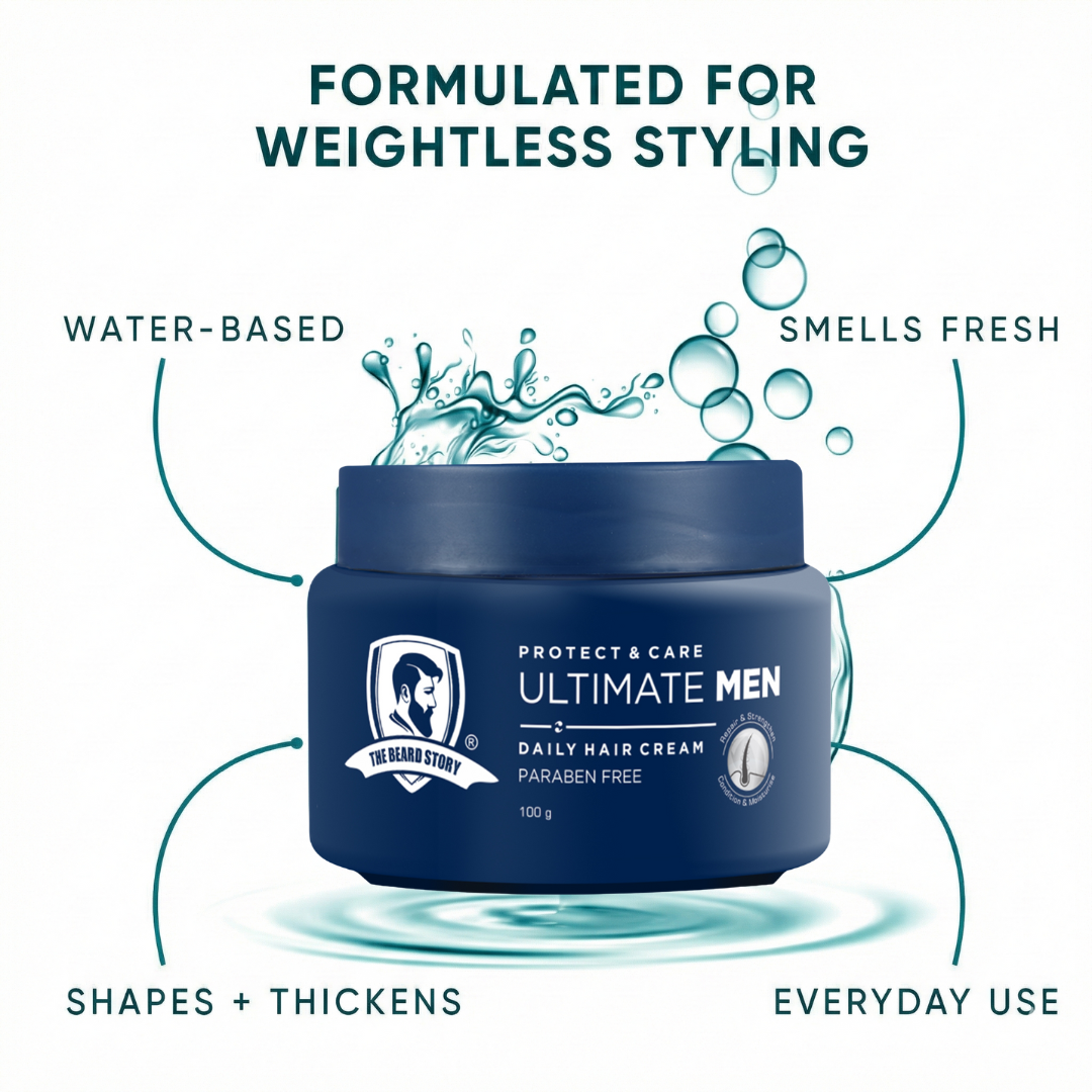 Hair Protect Cream | For Men | For Dry & Rough Hair | UV protection | Vitamin E & Argan Oil | 100gm