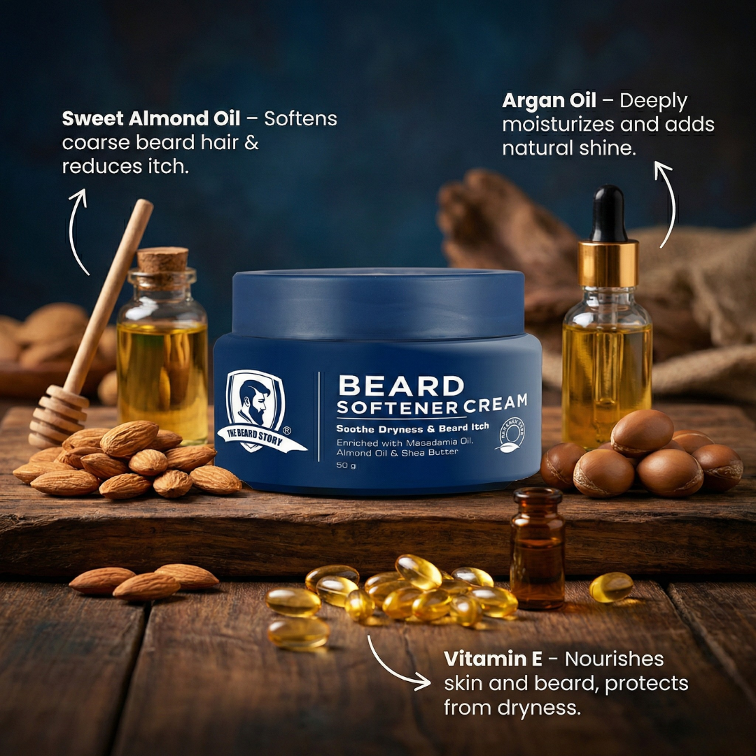 Beard Softener Cream | For Men | For Dry & Rough Beard | Vitamin E & Argan Oil | 50gm