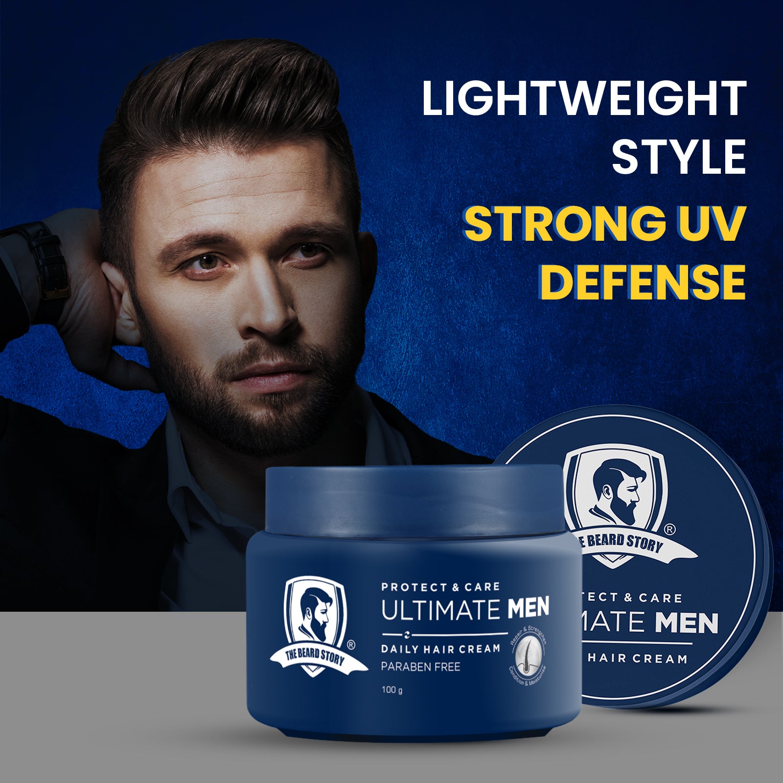 Hair Protect Cream | For Men | For Dry & Rough Hair | UV protection | Vitamin E & Argan Oil | 100gm