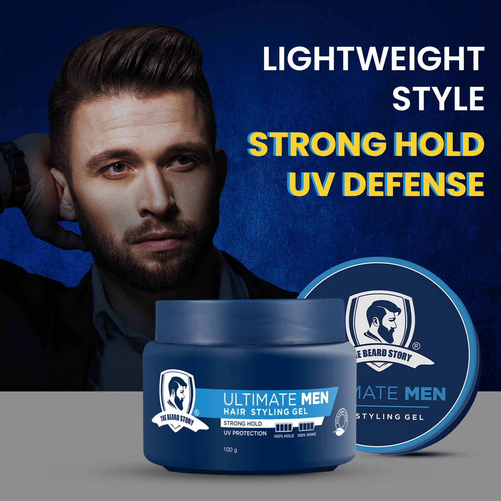 Hair Styling Gel | For Men | Strong Hold | UV Protection | Long Lasting Shine | Non Sticky | 100g