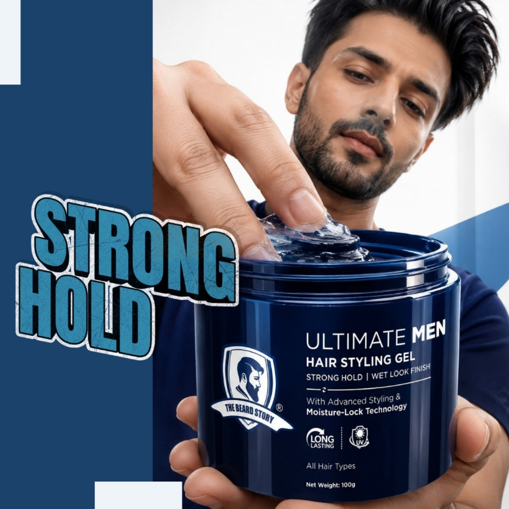 Hair Styling Gel | For Men | Strong Hold | UV Protection | Long Lasting Shine | Non Sticky | 100g