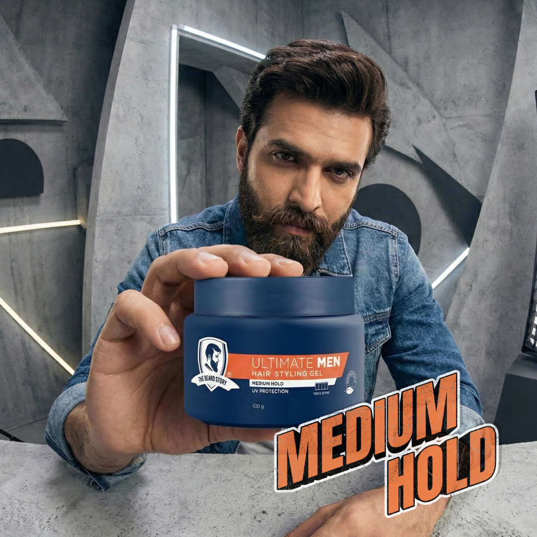 Hair Styling Gel for Men | Medium Hold | UV Protection | Long Lasting Shine | Non Sticky | 100g
