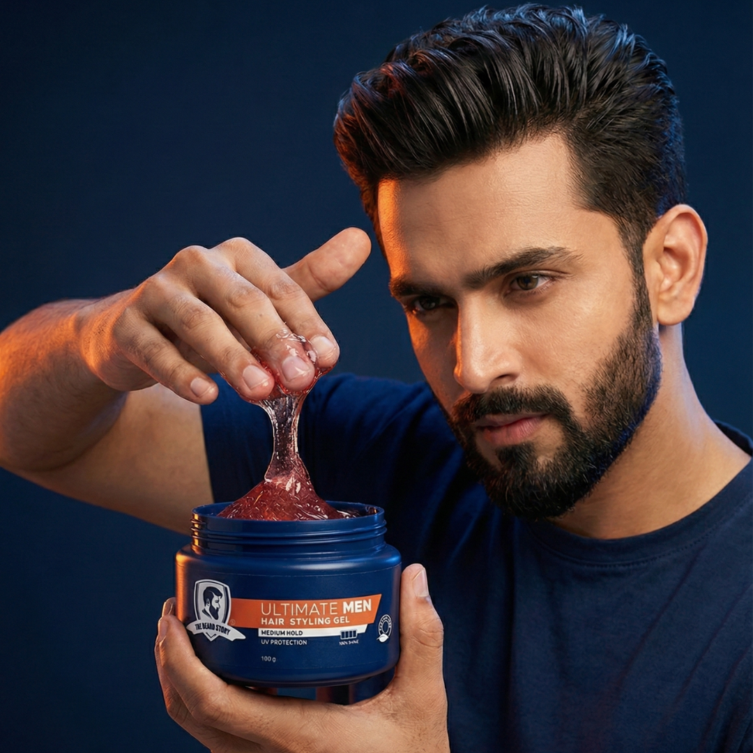 Hair Styling Gel for Men | Medium Hold | UV Protection | Long Lasting Shine | Non Sticky | 100g