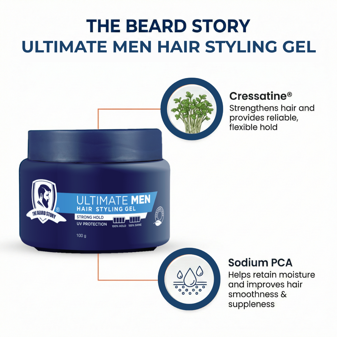 Hair Styling Gel | For Men | Strong Hold | UV Protection | Long Lasting Shine | Non Sticky | 100g