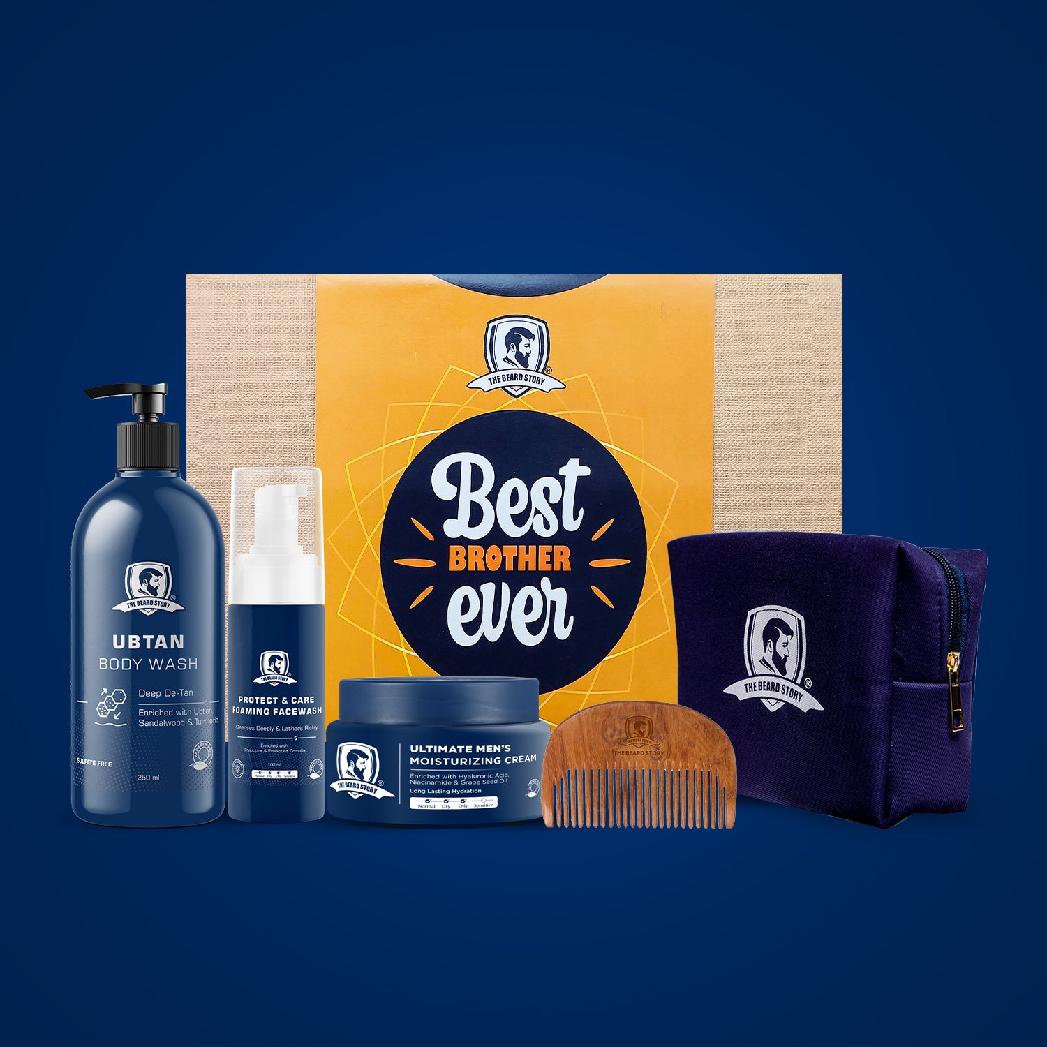 Sibling Surprise Box | Ubtan Bodywash | Foaming Facewash| Moisturizing Cream | Comb | For Men | Raksha bandhan Gift Box