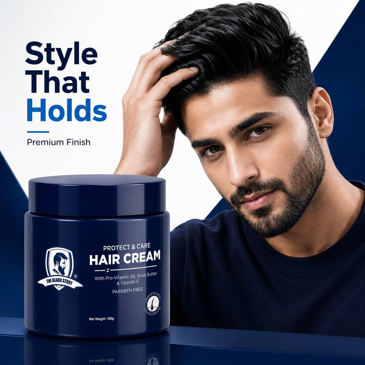 Hair Protect Cream | For Men | For Dry & Rough Hair | UV protection | Vitamin E & Argan Oil | 100gm