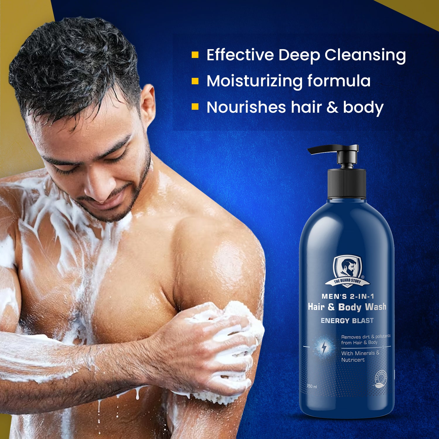 The Beard Story Mens 2 in 1 Energy Blast , Hair & Body Wash , 250 ml