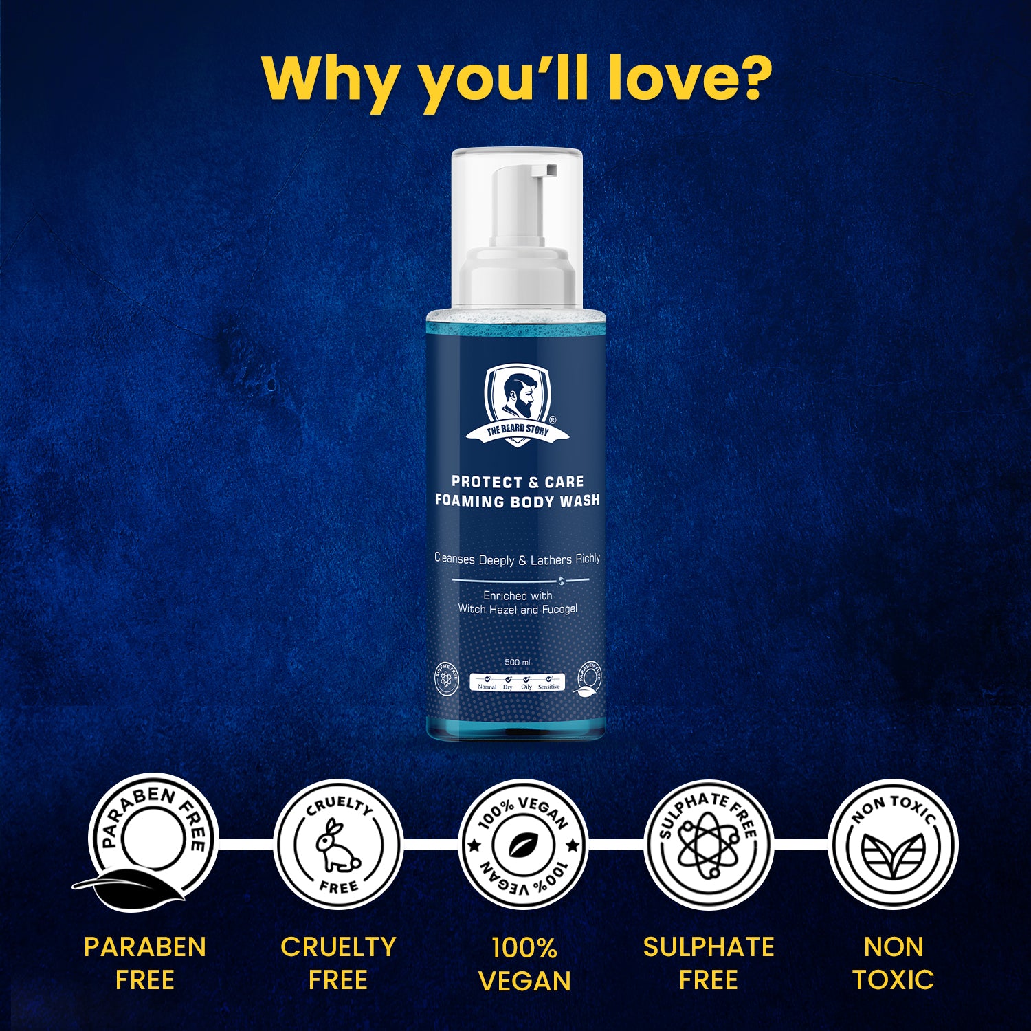 The Beard Story Protect & Care Foaming Body Wash. 500ml