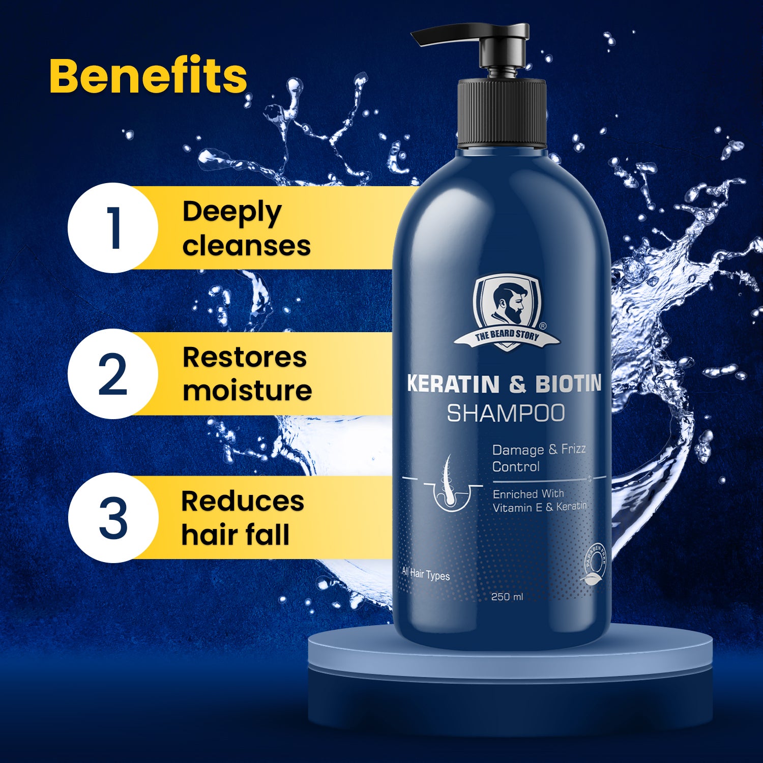 Deep Cleansing Shampoo | For Men | Hair Strengthening & Conditioning | 250ml