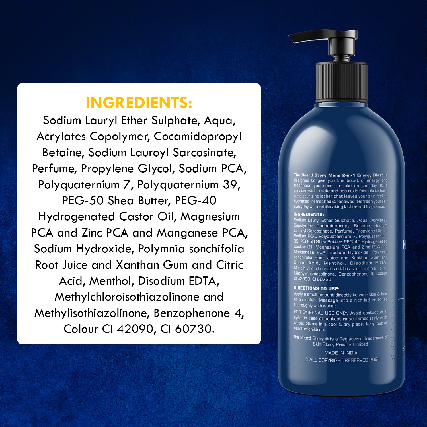 The Beard Story Mens 2 in 1 Energy Blast , Hair & Body Wash , 250 ml