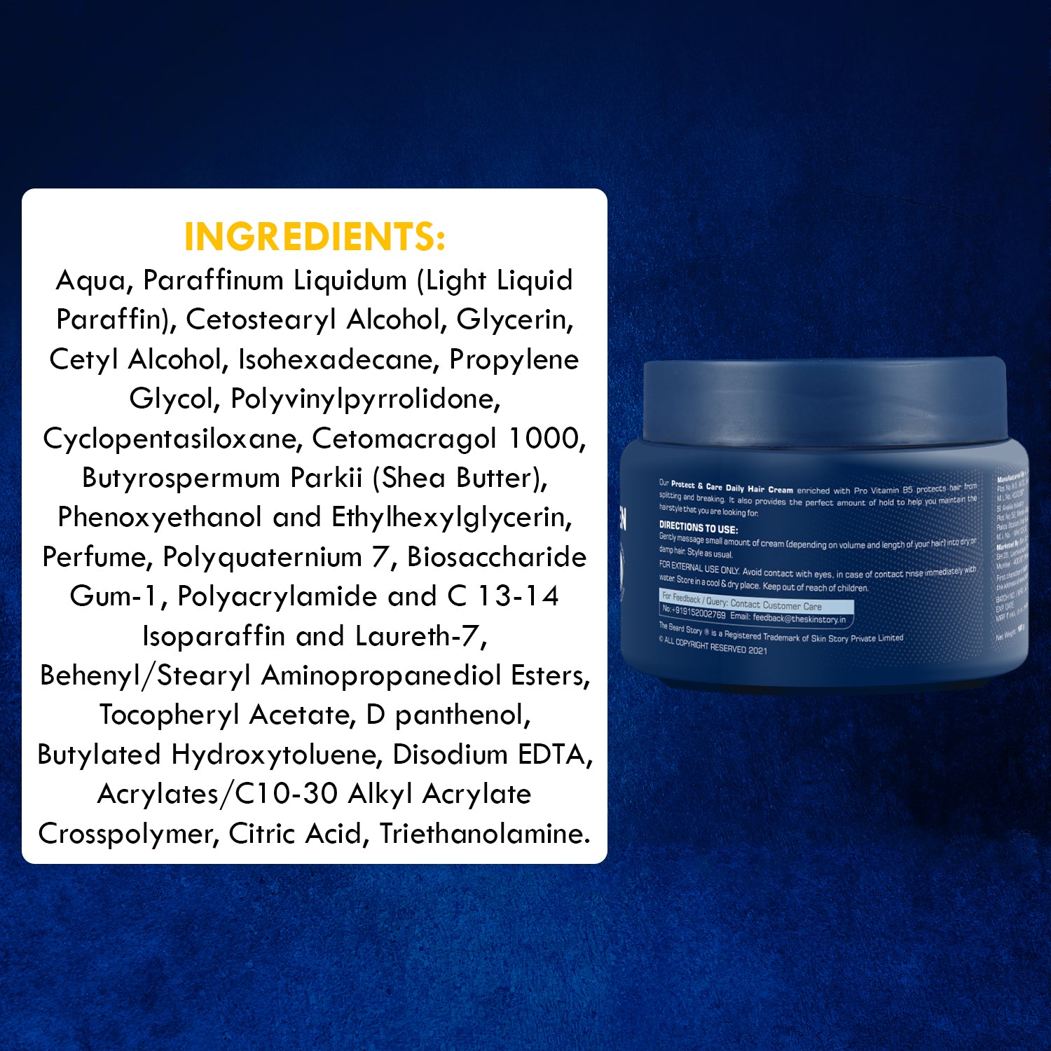 Hair Protect Cream | For Men | For Dry & Rough Hair | UV protection | Vitamin E & Argan Oil | 100gm