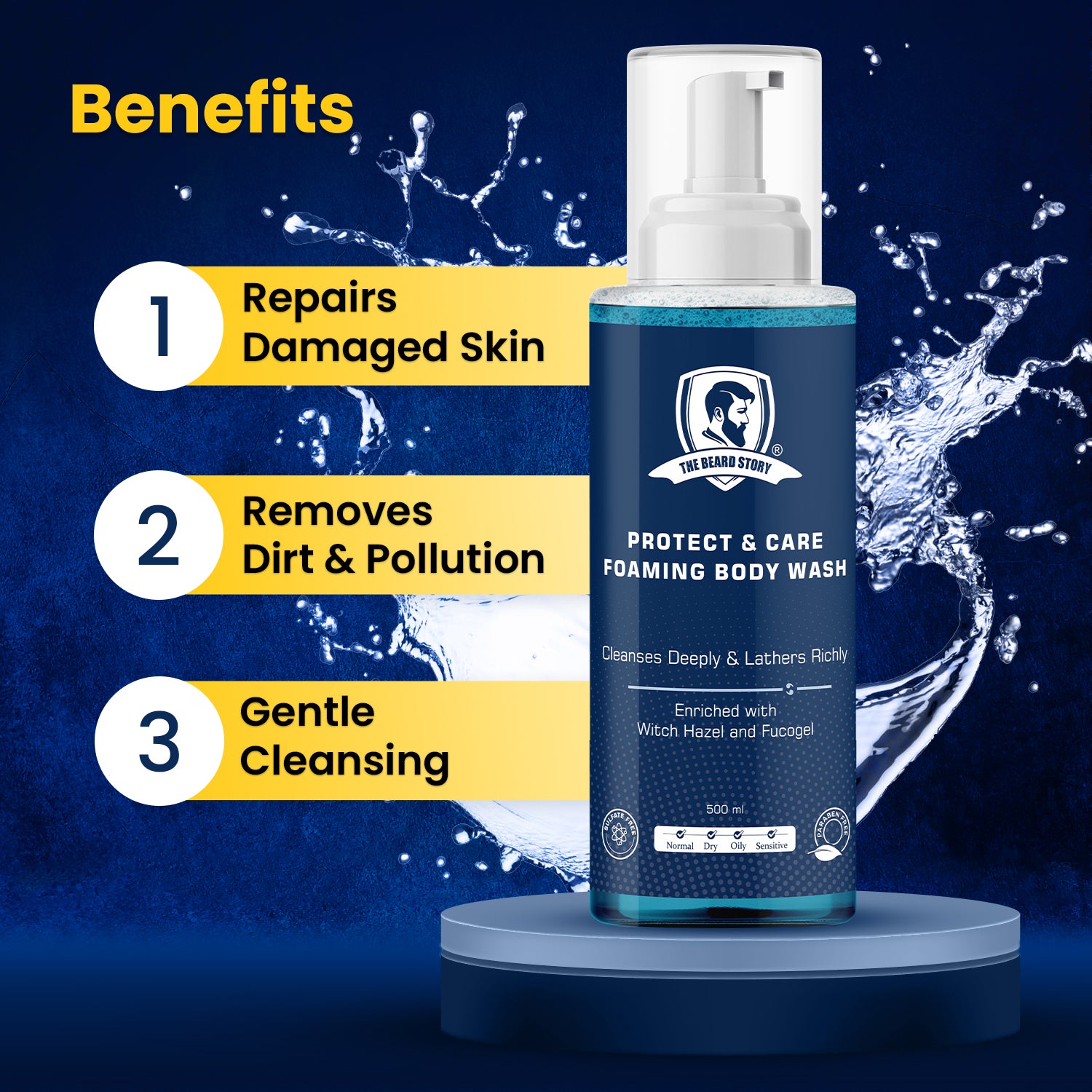 The Beard Story Protect & Care Foaming Body Wash. 500ml
