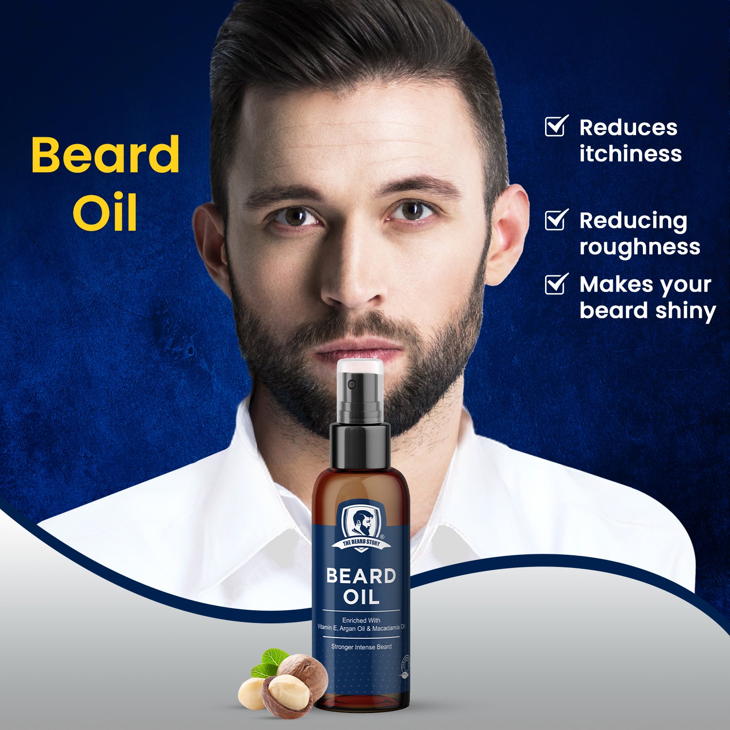 Beard Oil for Grooming | For Men | Long Lasting Moisturisation | Non Sticky | Macadamia Oil, Olive Oil & Jojoba Oil |