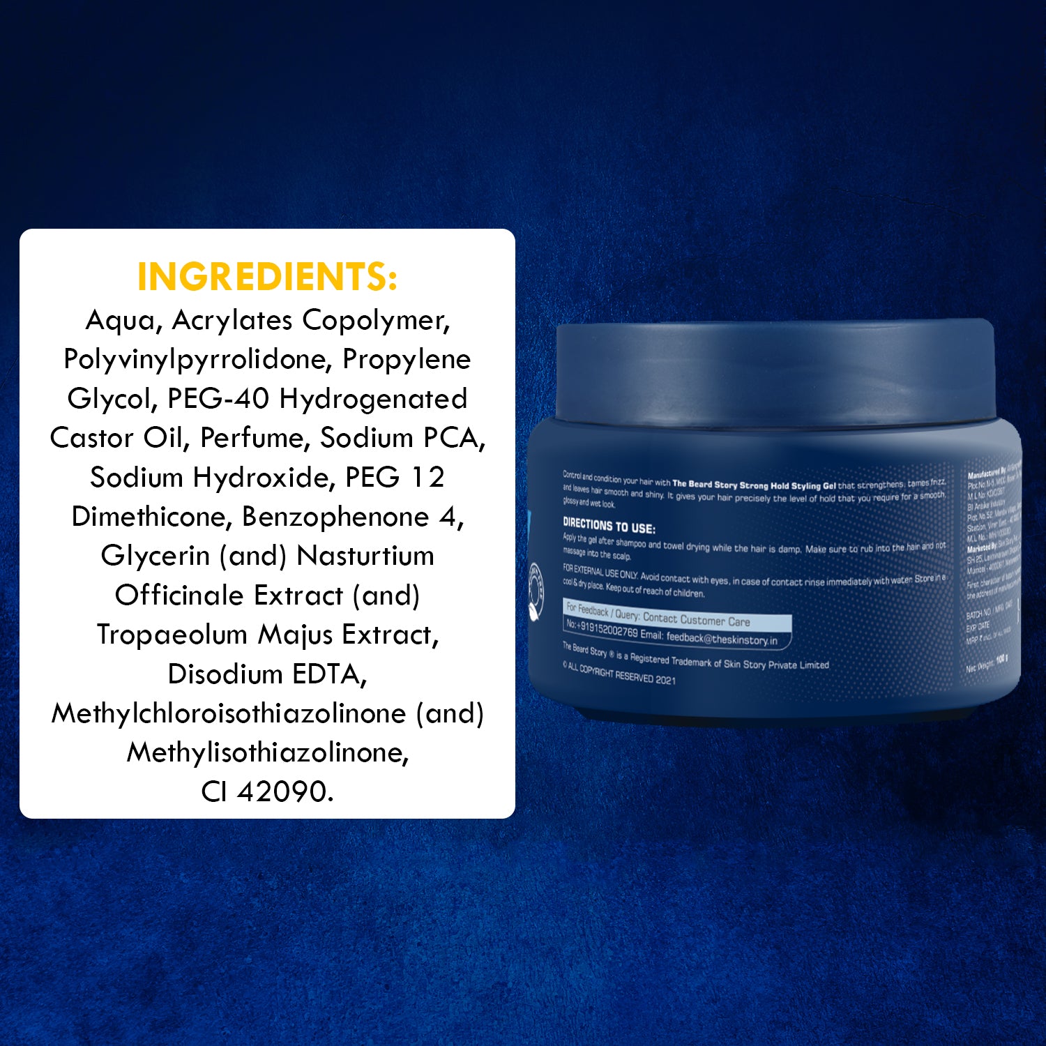 Hair Styling Gel | For Men | Strong Hold | UV Protection | Long Lasting Shine | Non Sticky | 100g