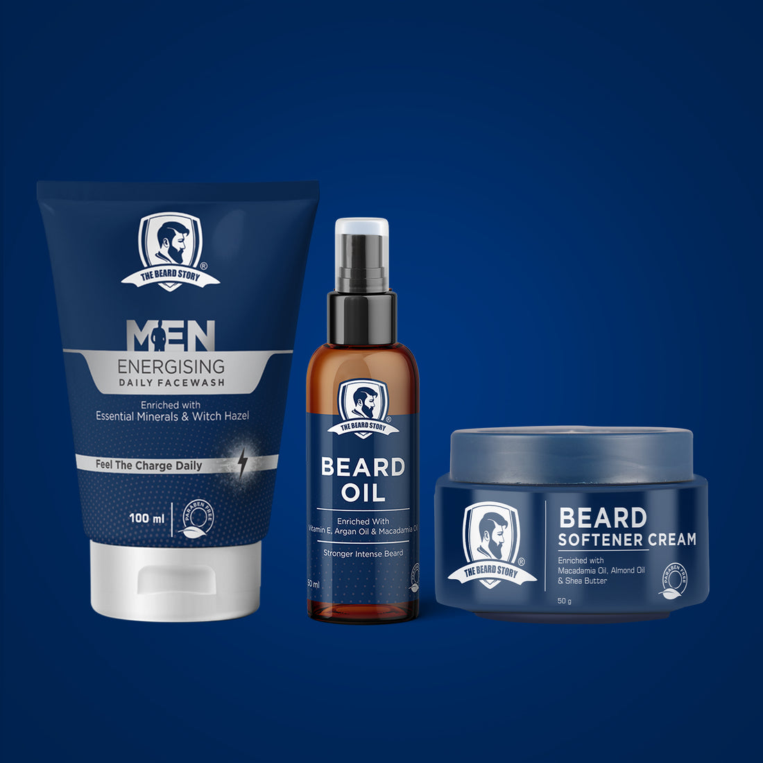 Beard Care Kit | For Men | (Energising Facewash & Beard Oil & Beard Softener Cream) Deep Cleansing & Moisturisation | Soft Strong Beard