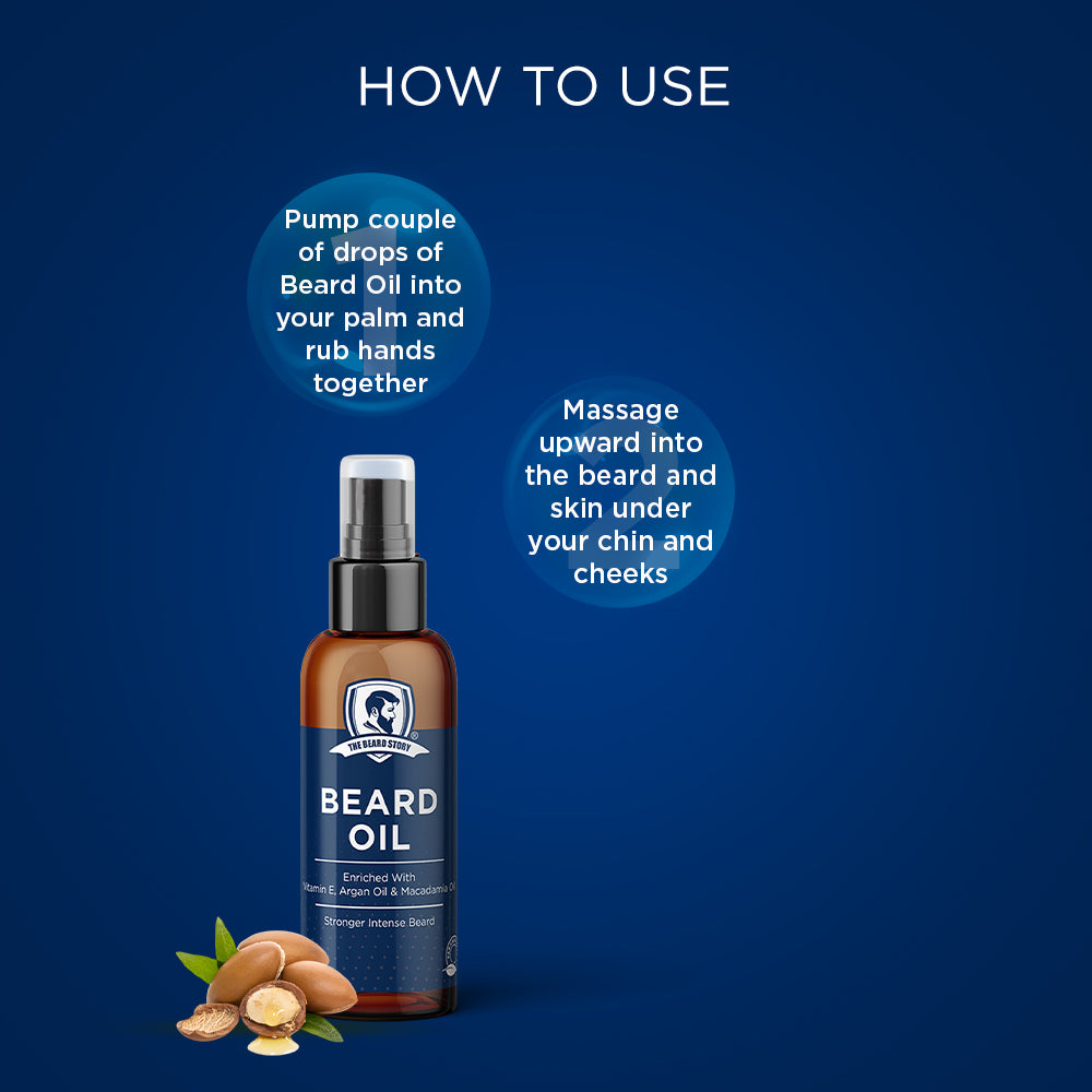 The Beard Story  Beard Oil For Grooming | For Men | Long Lasting Moisturisation | Non Sticky | Macadamia Oil, Olive Oil & Jojoba Oil | Pack of 2