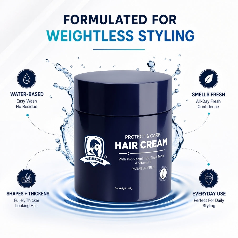 Hair Protect Cream | For Men | For Dry &amp; Rough Hair | UV protection | Vitamin E &amp; Argan Oil | 100gm