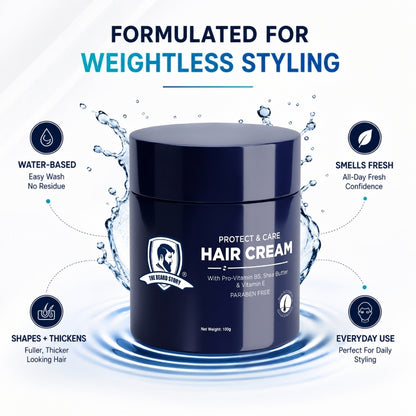 Hair Protect Cream | For Men | For Dry &amp; Rough Hair | UV protection | Vitamin E &amp; Argan Oil | 100gm