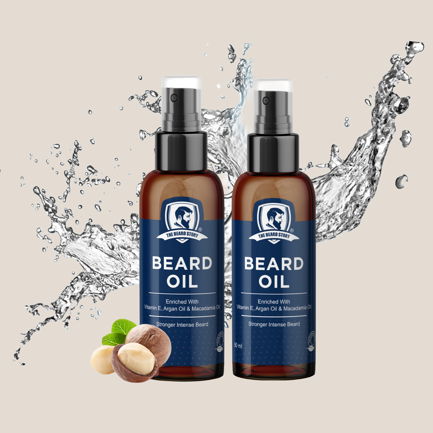 The Beard Story  Beard Oil For Grooming | For Men | Long Lasting Moisturisation | Non Sticky | Macadamia Oil, Olive Oil &amp; Jojoba Oil | Pack of 2