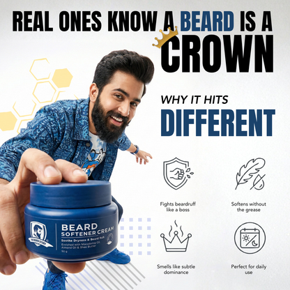 Beard Softener Cream | For Men | For Dry &amp; Rough Beard | Vitamin E &amp; Argan Oil  | 50gm
