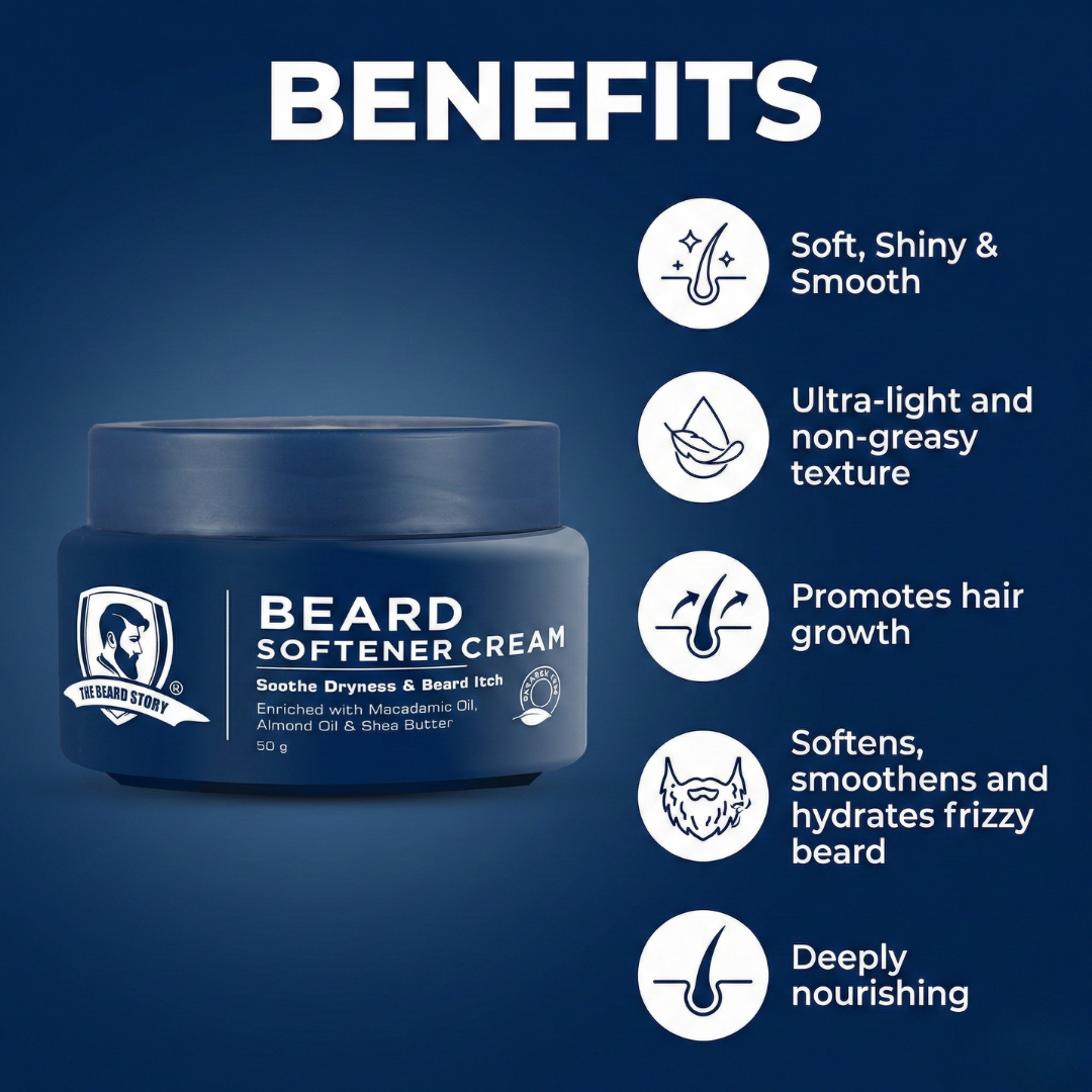Beard Softener Cream | For Men | For Dry &amp; Rough Beard | Vitamin E &amp; Argan Oil  | 50gm