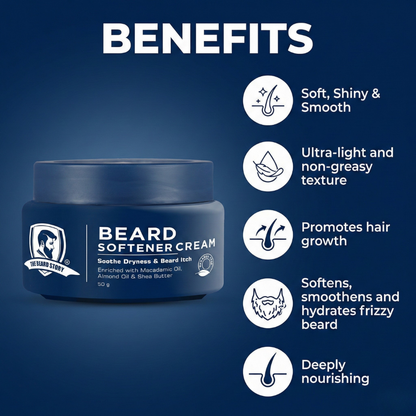 Beard Softener Cream | For Men | For Dry &amp; Rough Beard | Vitamin E &amp; Argan Oil  | 50gm