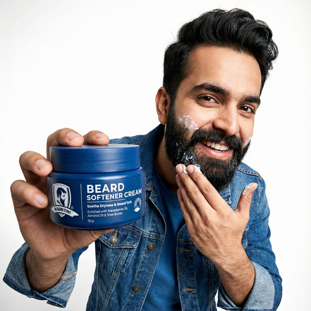 Beard Softener Cream | For Men | For Dry &amp; Rough Beard | Vitamin E &amp; Argan Oil  | 50gm