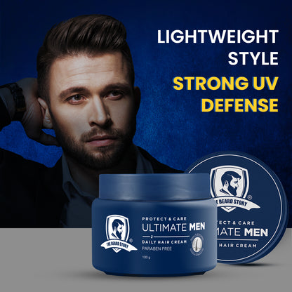 Hair Protect Cream | For Men | For Dry &amp; Rough Hair | UV protection | Vitamin E &amp; Argan Oil | 100gm