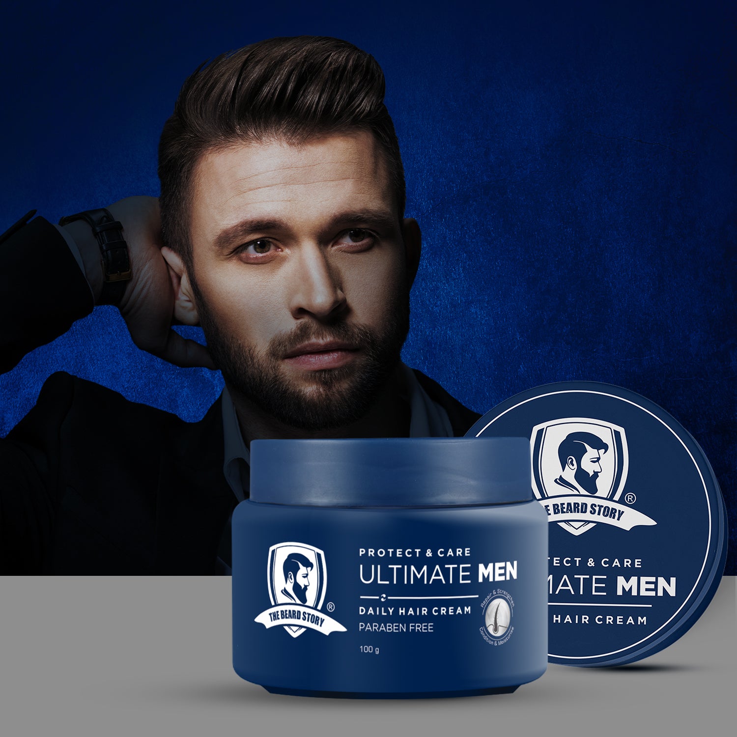 Hair Protect Cream | For Men | For Dry &amp; Rough Hair | UV protection | Vitamin E &amp; Argan Oil | 100gm