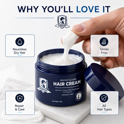 Hair Protect Cream | For Men | For Dry &amp; Rough Hair | UV protection | Vitamin E &amp; Argan Oil | 100gm