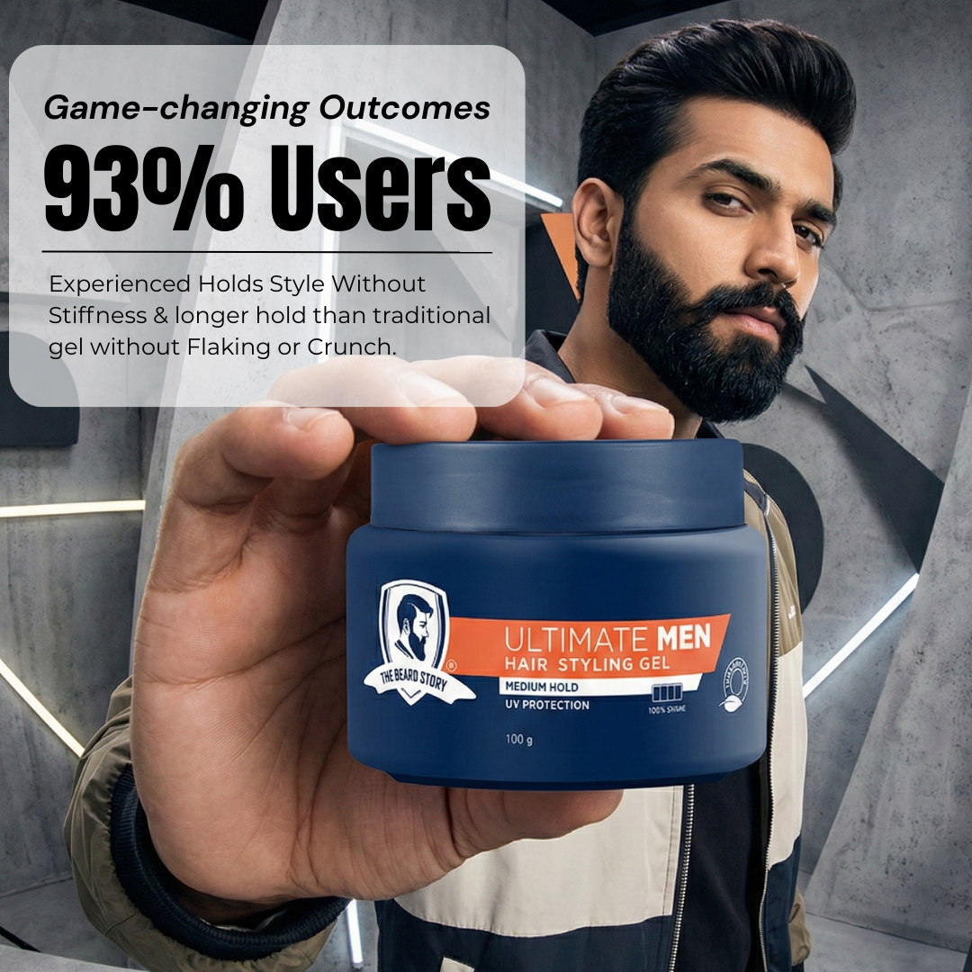 Hair Styling Gel for Men | Medium Hold | UV Protection | Long Lasting Shine | Non Sticky |  100g