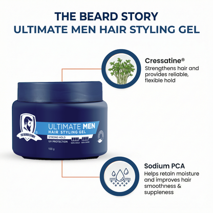 Hair Styling Gel | For Men | Strong Hold | UV Protection | Long Lasting Shine | Non Sticky | 100g