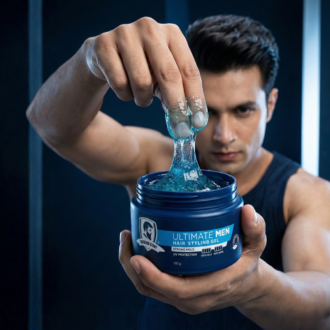 Hair Styling Gel | For Men | Strong Hold | UV Protection | Long Lasting Shine | Non Sticky | 100g