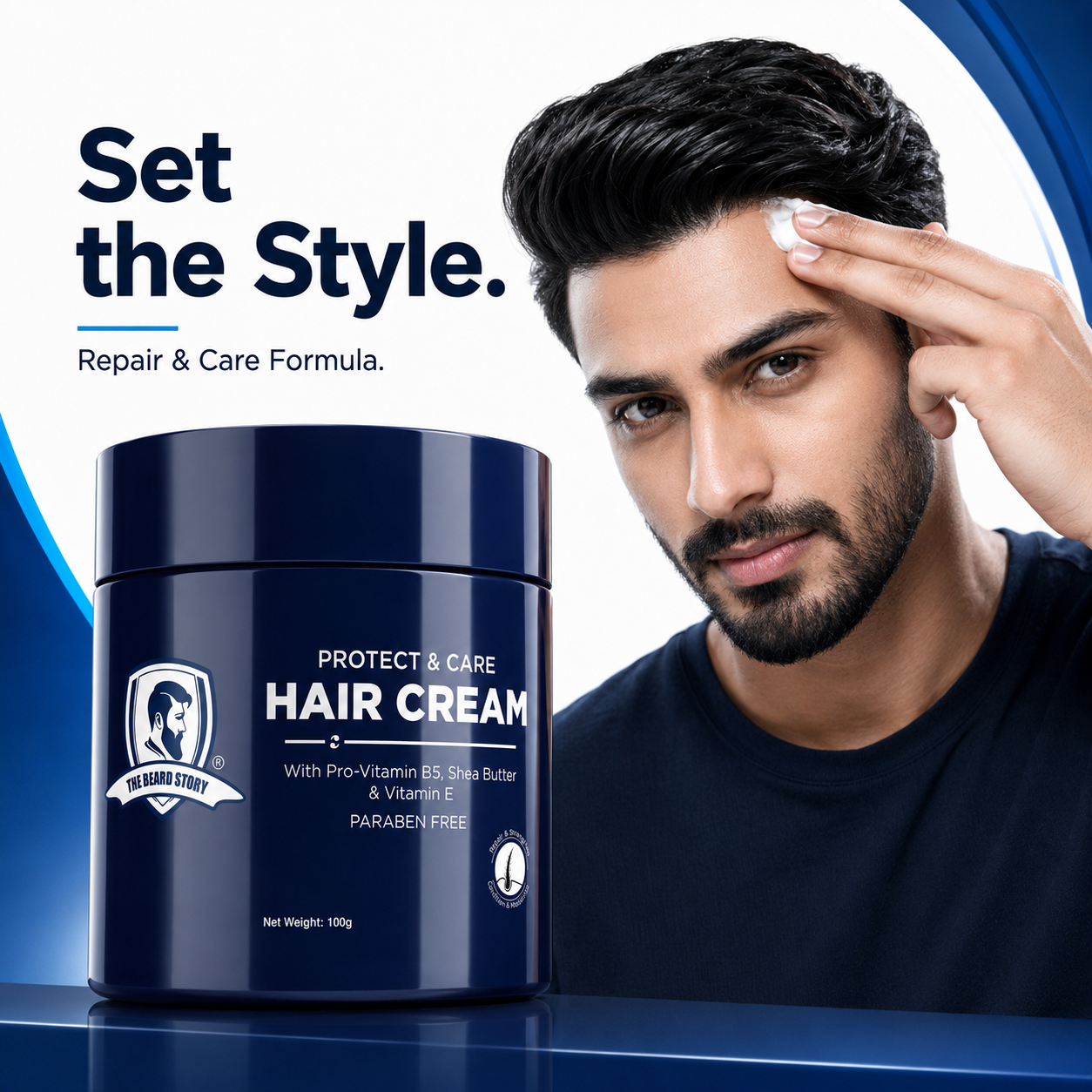 Hair Protect Cream | For Men | For Dry &amp; Rough Hair | UV protection | Vitamin E &amp; Argan Oil | 100gm