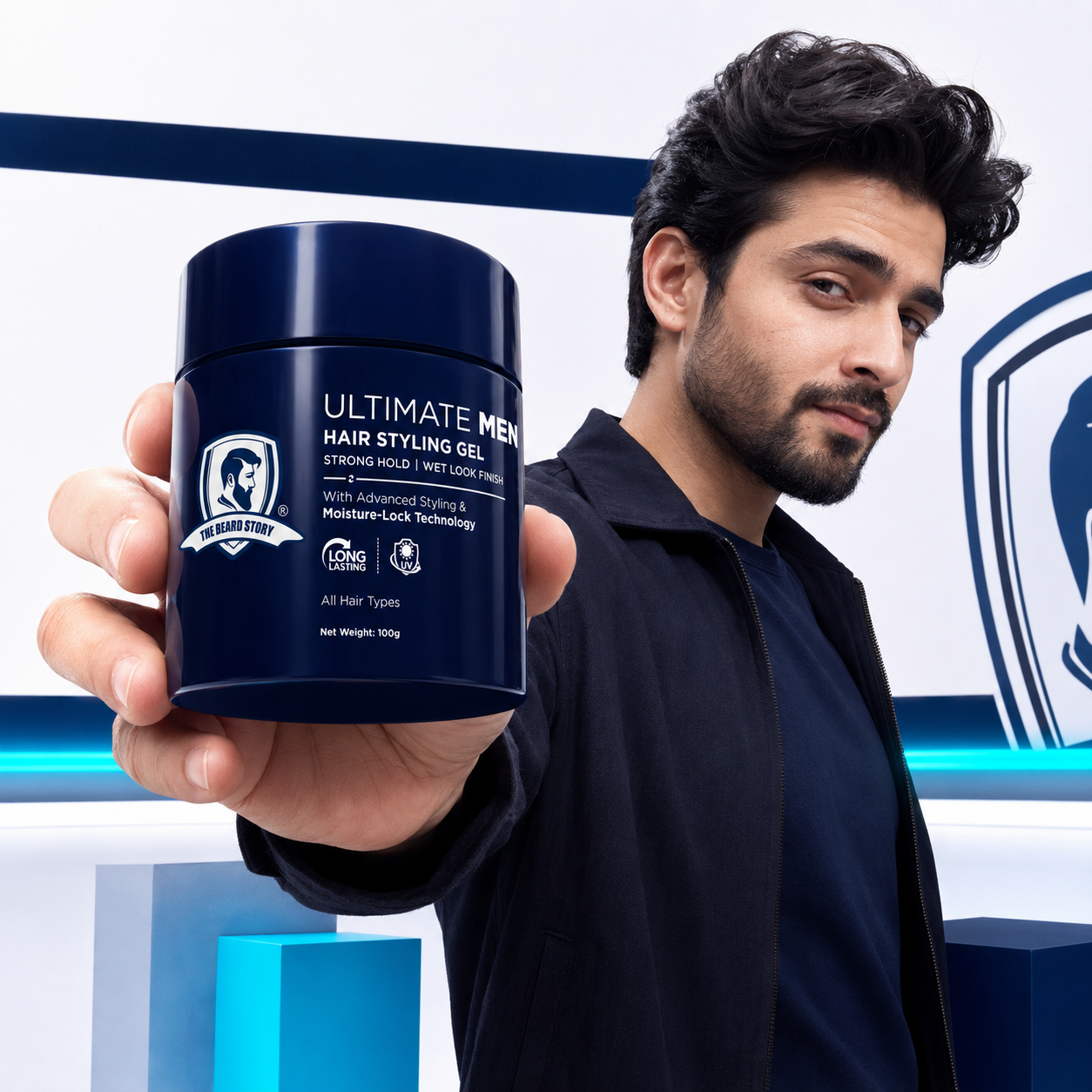 Hair Styling Gel | For Men | Strong Hold | UV Protection | Long Lasting Shine | Non Sticky | 100g