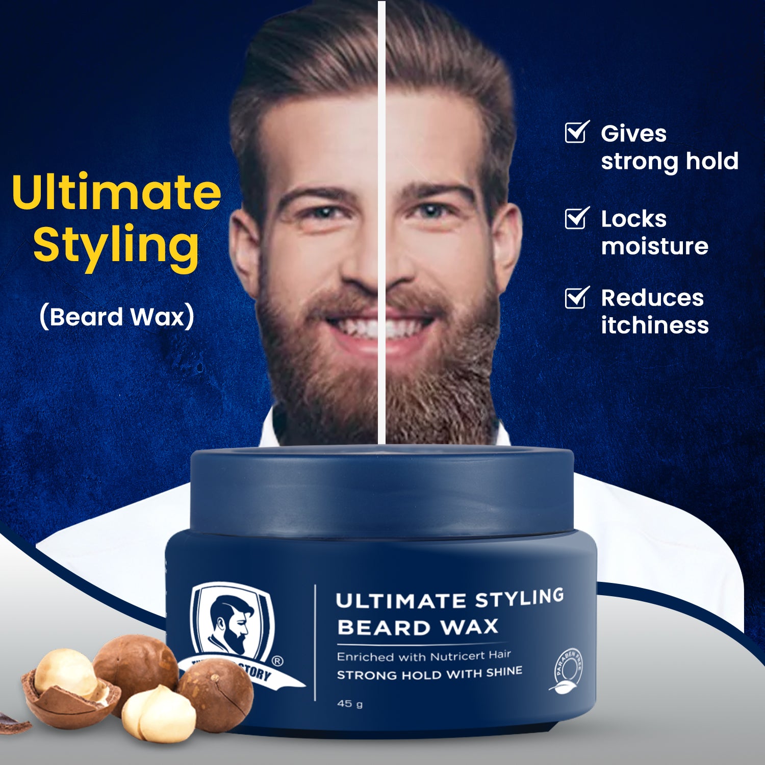 Ultimate Styling Beard Wax, 45g | For Men | Strong Hold | Ultimate Grooming | Macadamia Oil &amp; Argan Oil |  45g