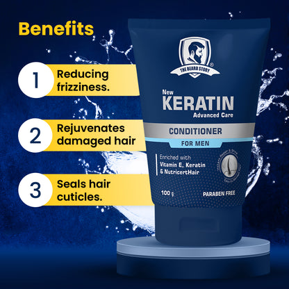 Keratin Conditioner | For Men | Soft &amp; Smooth Hair | Sulphate Free | Keratin, Argan Oil &amp; Vitamin E  |  100g
