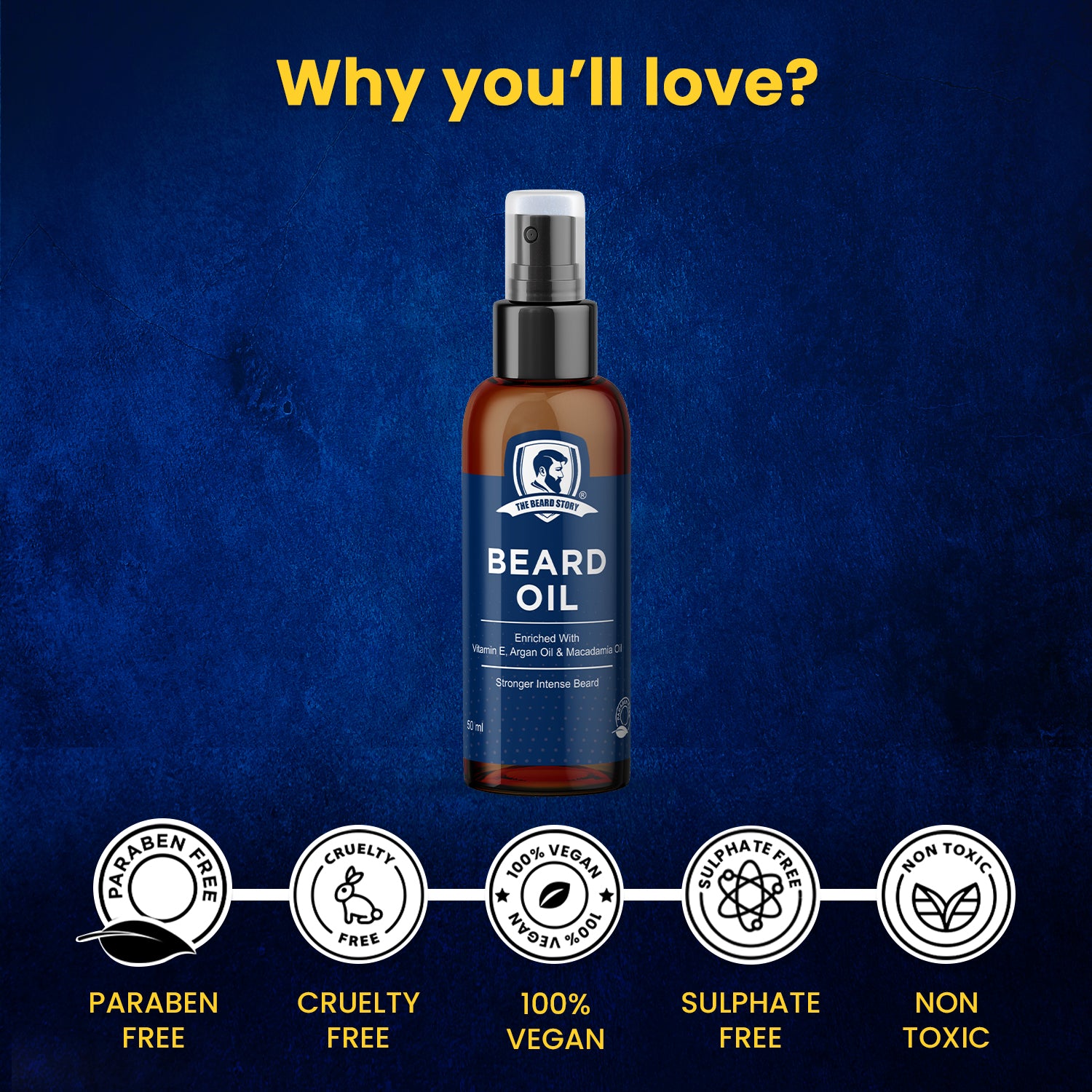 Beard Oil for Grooming | For Men | Long Lasting Moisturisation | Non Sticky | Macadamia Oil, Olive Oil &amp; Jojoba Oil |