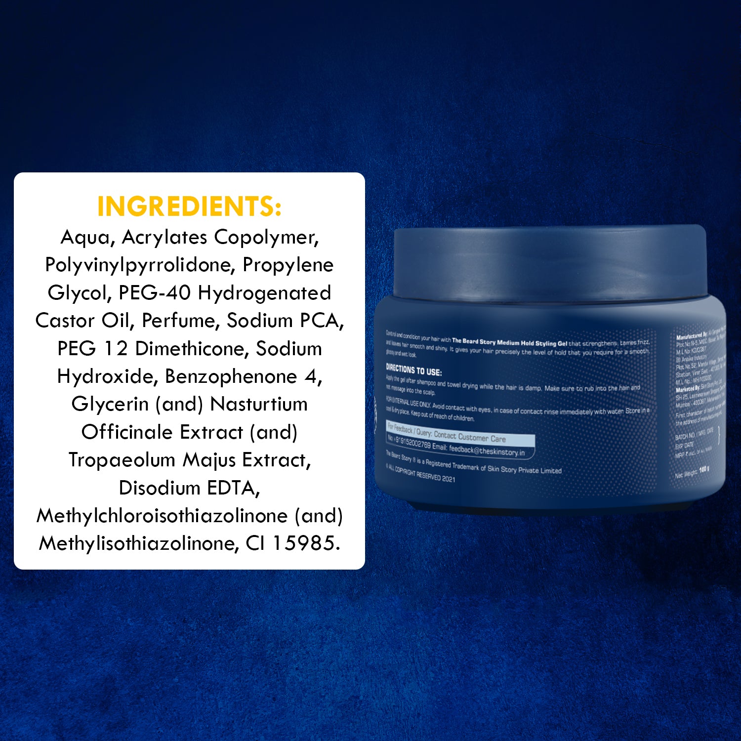 Hair Styling Gel for Men | Medium Hold | UV Protection | Long Lasting Shine | Non Sticky |  100g