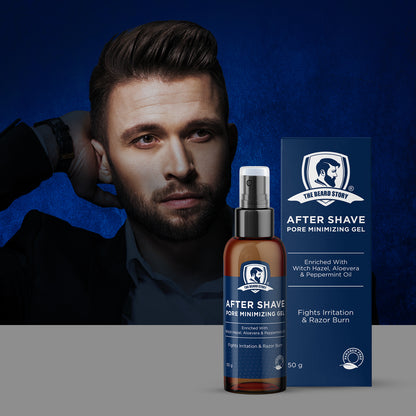 After Shave Gel | For Men | Soothing &amp; Calming | Minimizes Pores &amp; Alcohol Free | Witch Hazel, Aloe vera |  50g