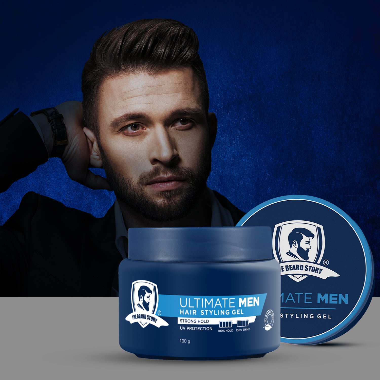 Hair Styling Gel | For Men | Strong Hold | UV Protection | Long Lasting Shine | Non Sticky | 100g