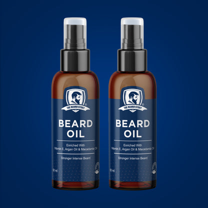 The Beard Story  Beard Oil For Grooming | For Men | Long Lasting Moisturisation | Non Sticky | Macadamia Oil, Olive Oil &amp; Jojoba Oil | Pack of 2